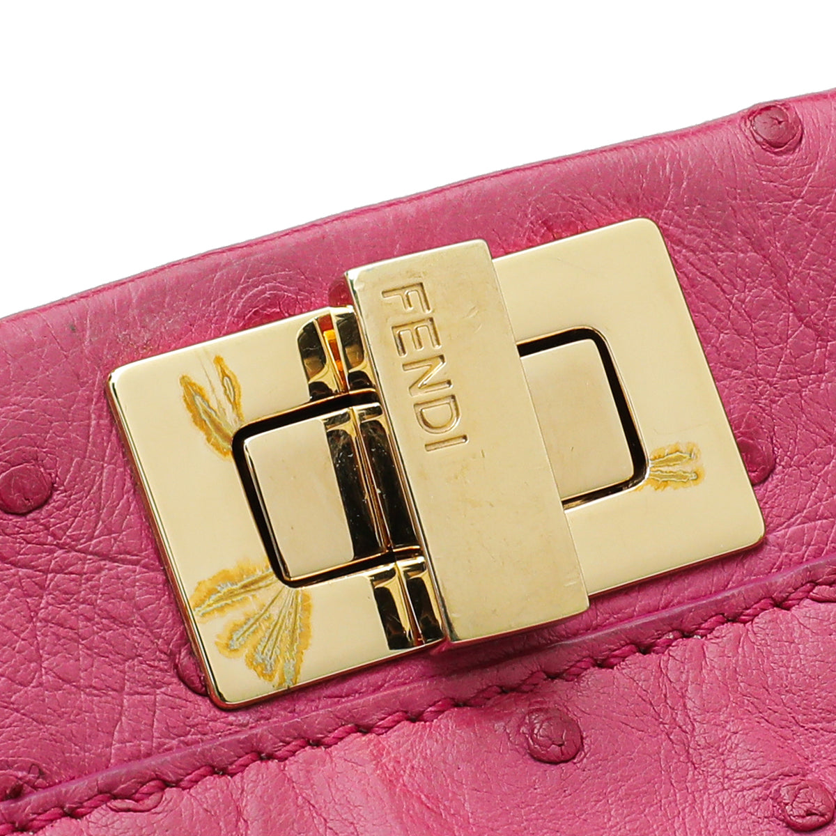 Fendi Fuchsia Ostrich Mini Peekaboo Bag