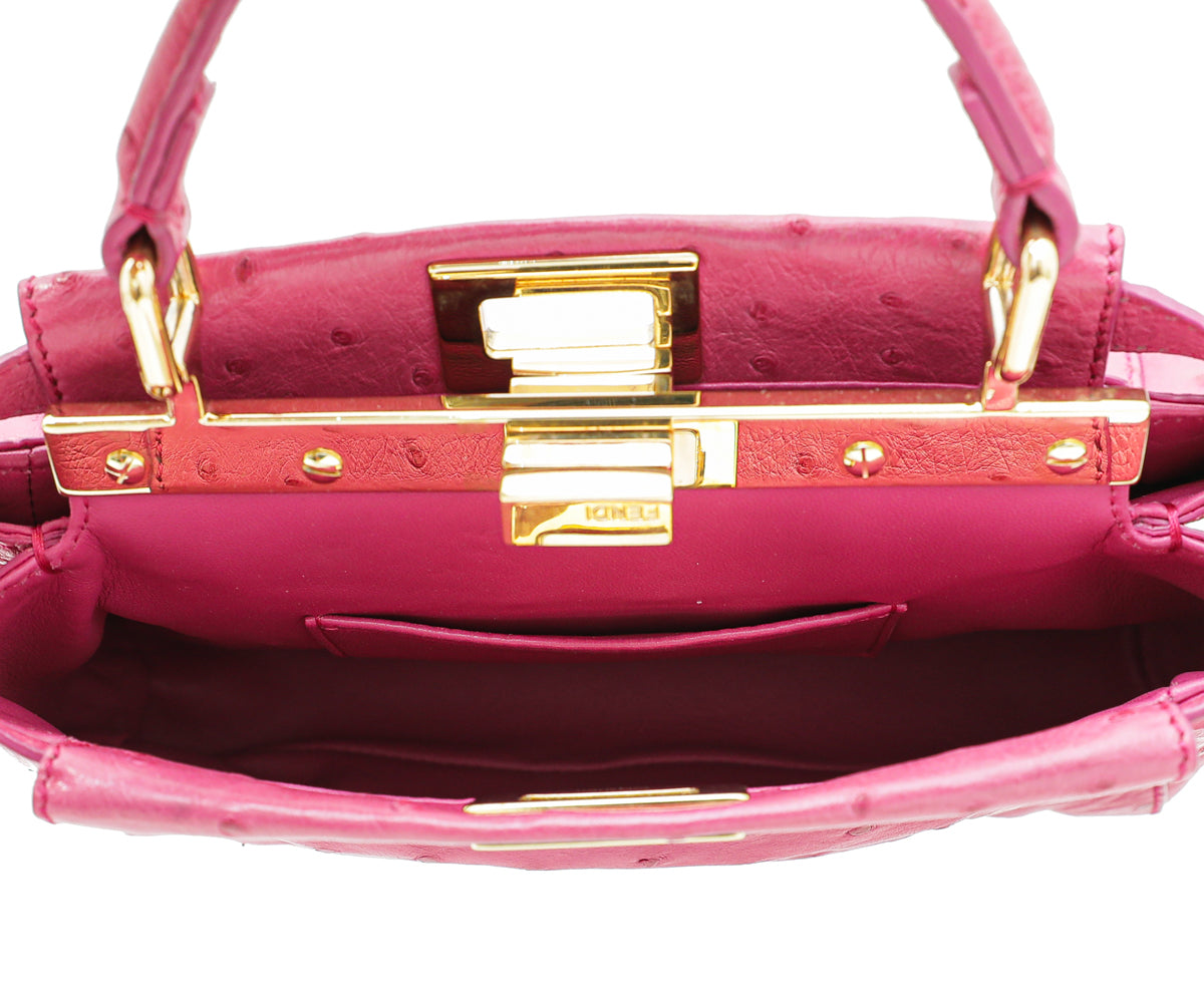 Fendi Fuchsia Ostrich Mini Peekaboo Bag