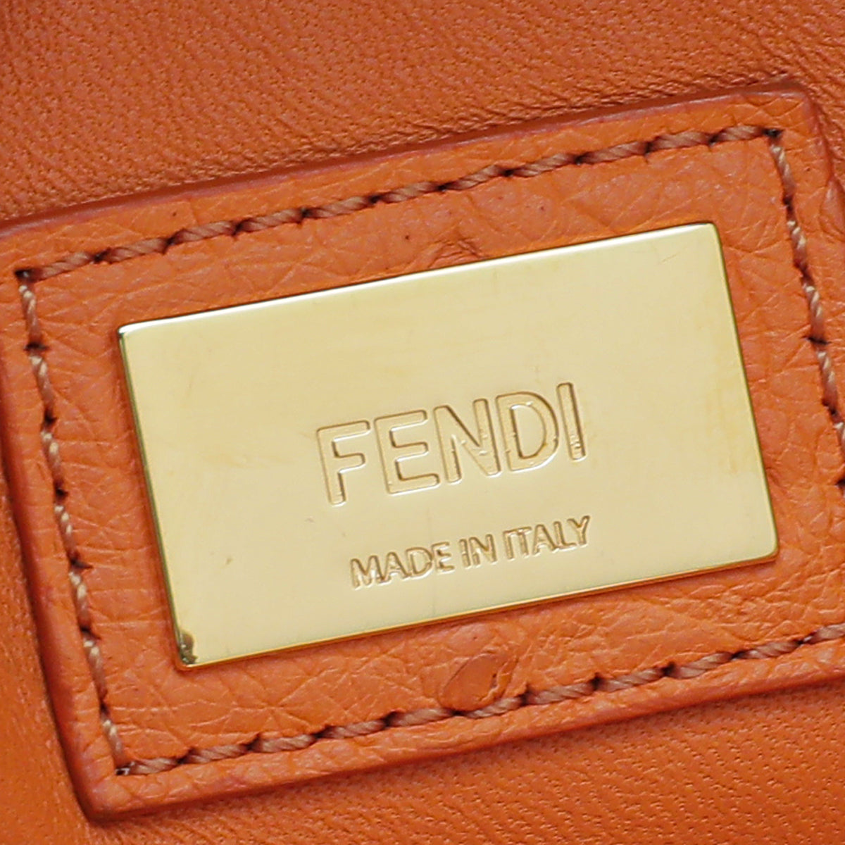 Fendi Orange Ostrich Mini Peekaboo Bag