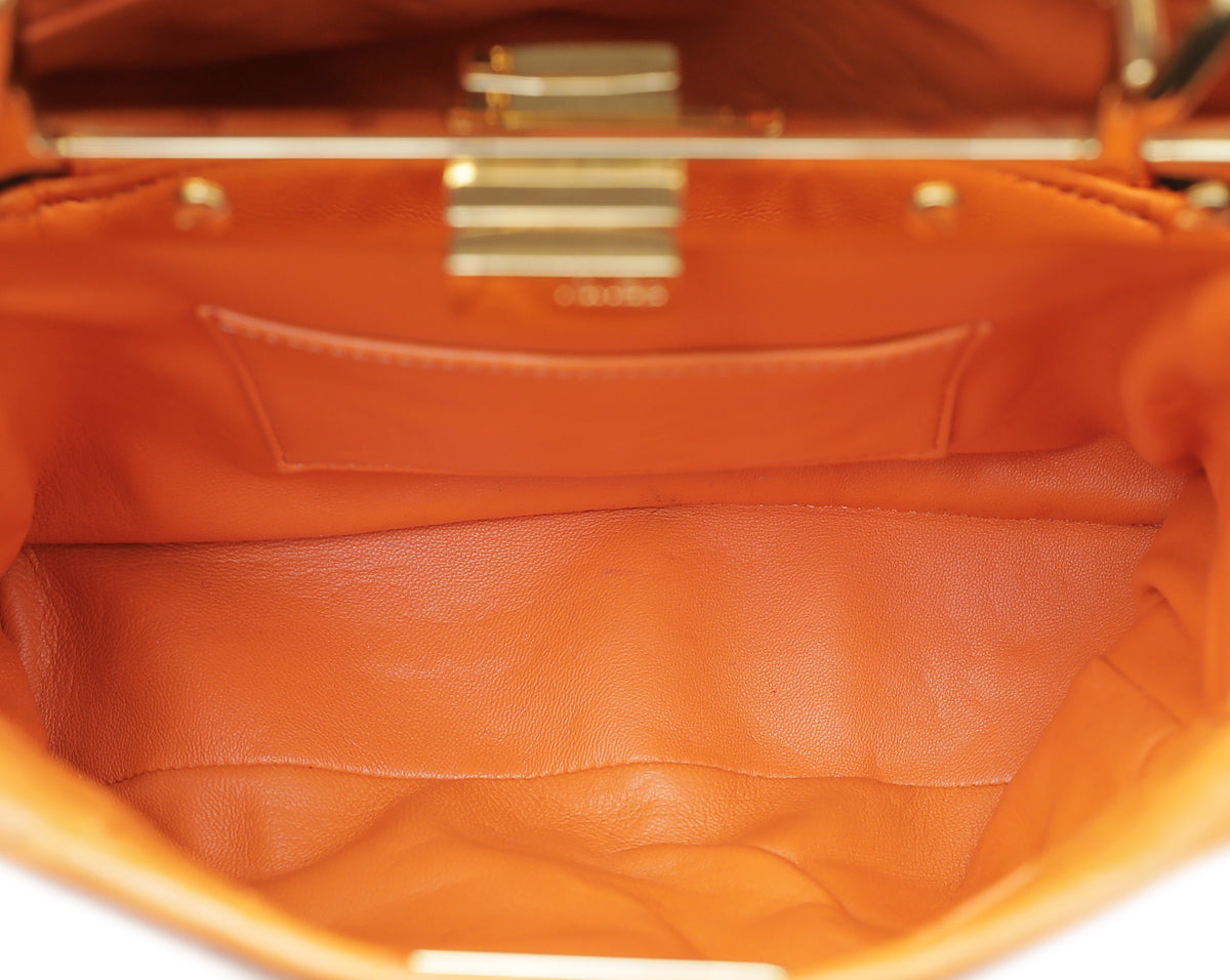 Fendi Orange Ostrich Mini Peekaboo Bag