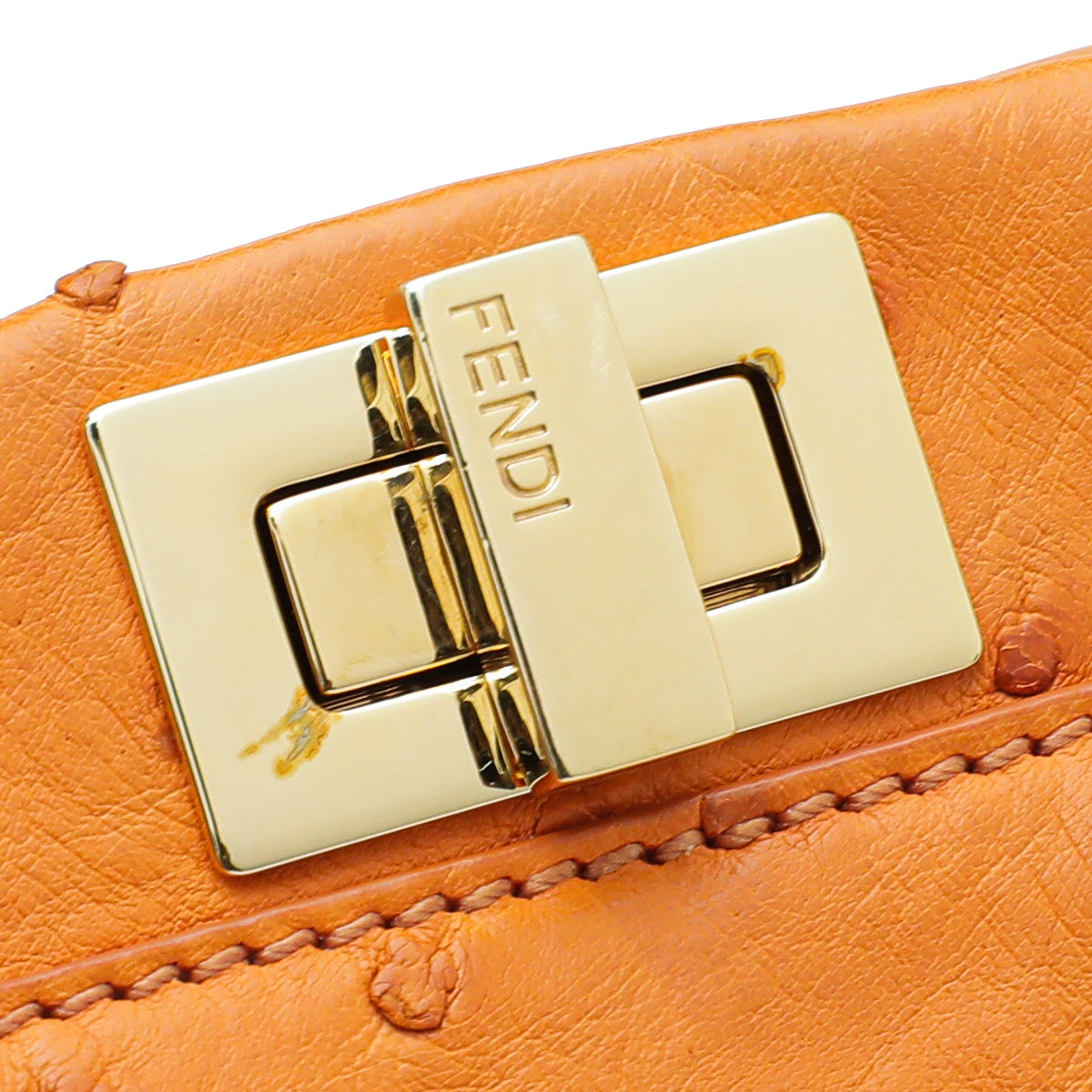 Fendi Orange Ostrich Mini Peekaboo Bag