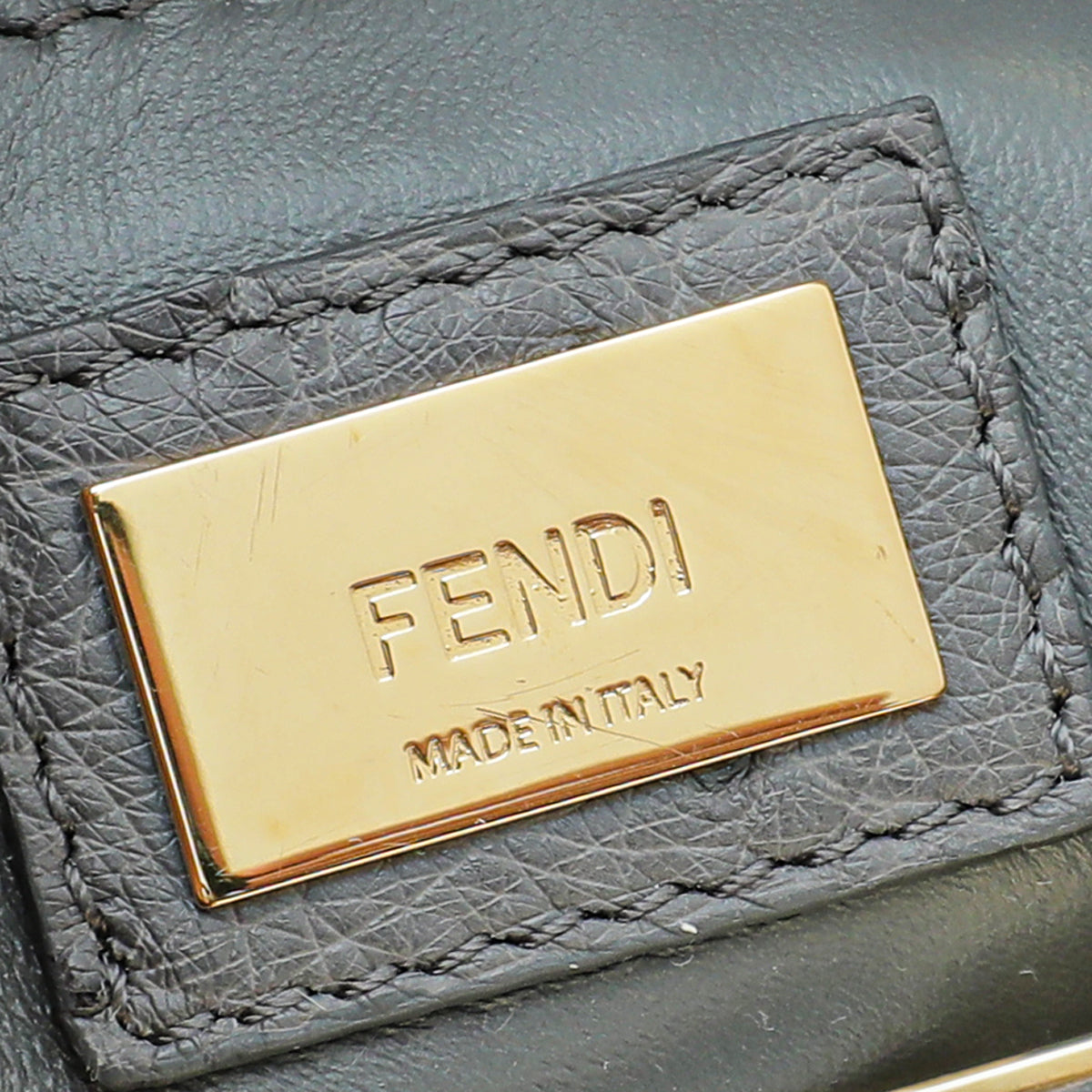 Fendi Grey Ostrich Mini Peekaboo Bag