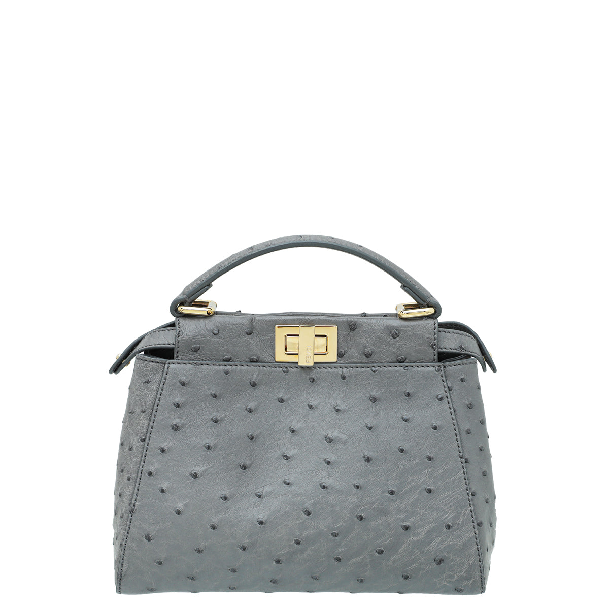 Fendi Grey Ostrich Mini Peekaboo Bag