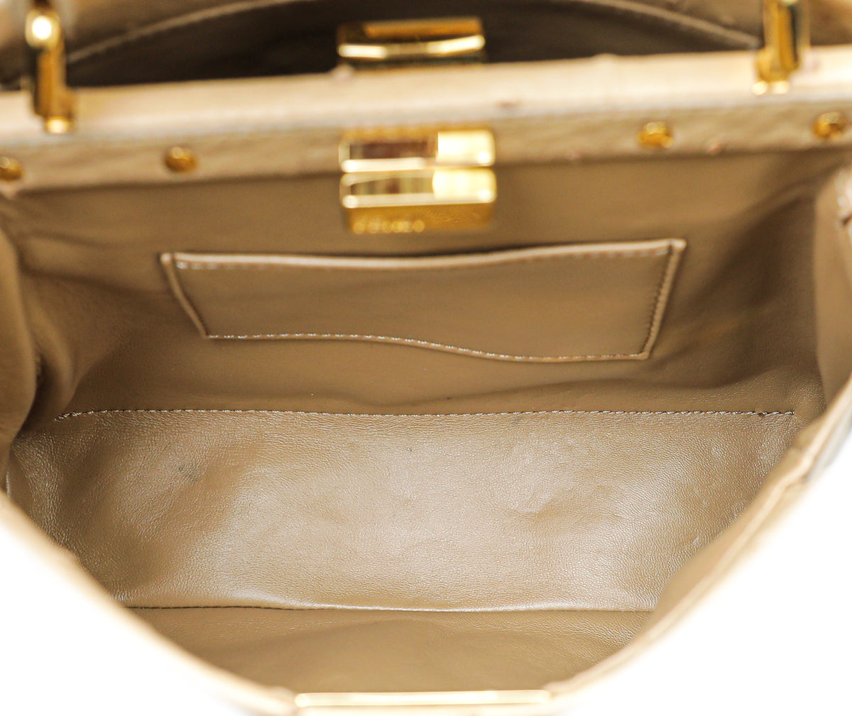 Fendi Beige Ostrich Mini Peekaboo Bag