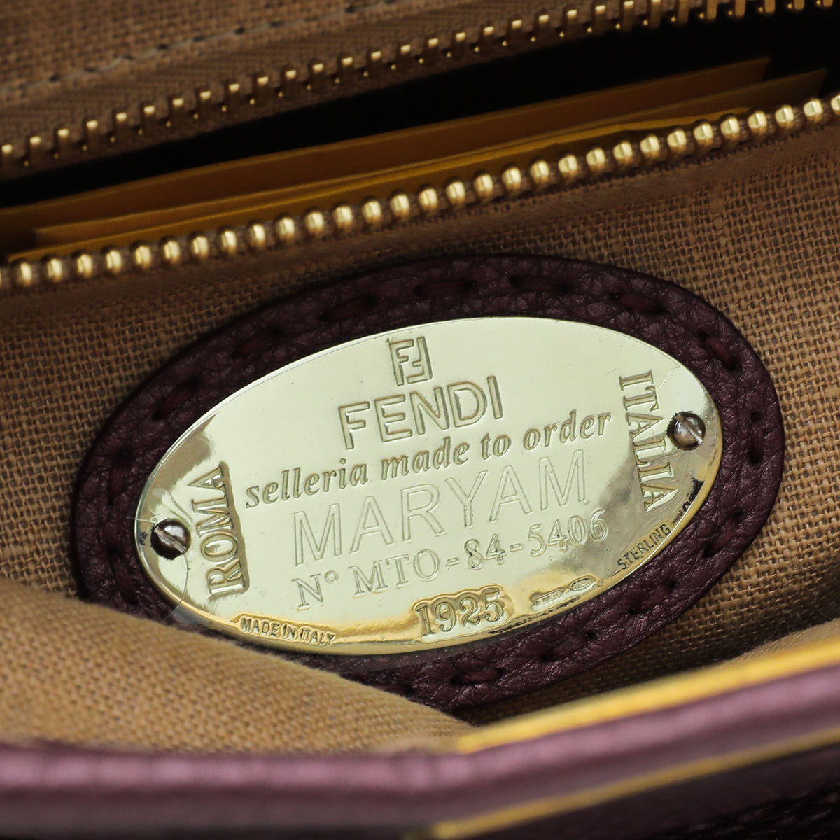 Fendi Metallic Burgundy Selleria Iconic Peekaboo Regular Bag