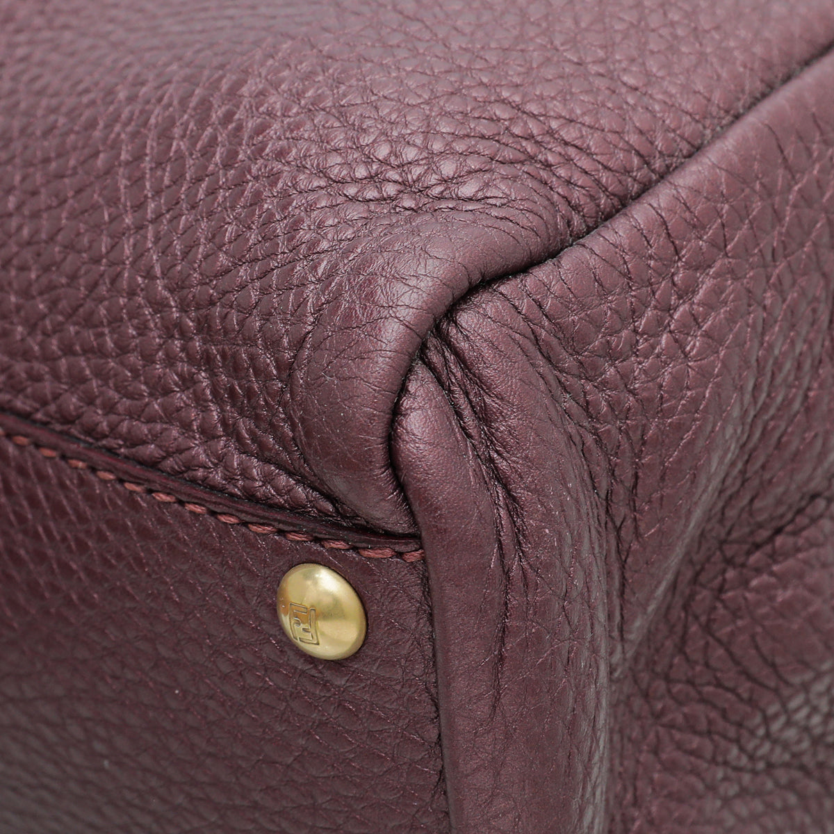 Fendi Metallic Burgundy Selleria Iconic Peekaboo Regular Bag