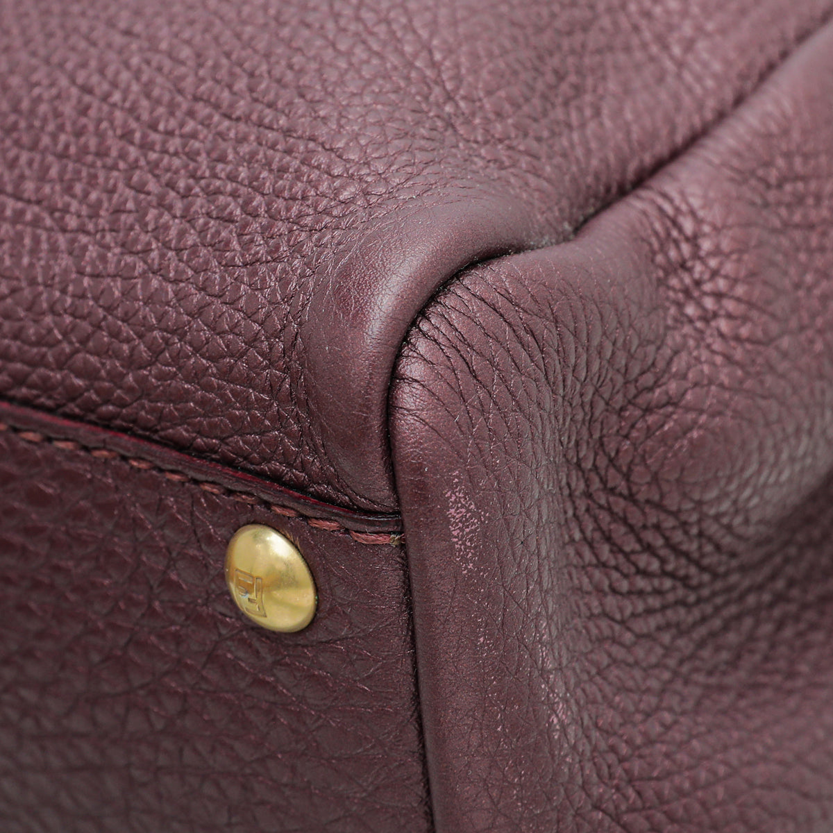 Fendi Metallic Burgundy Selleria Iconic Peekaboo Regular Bag