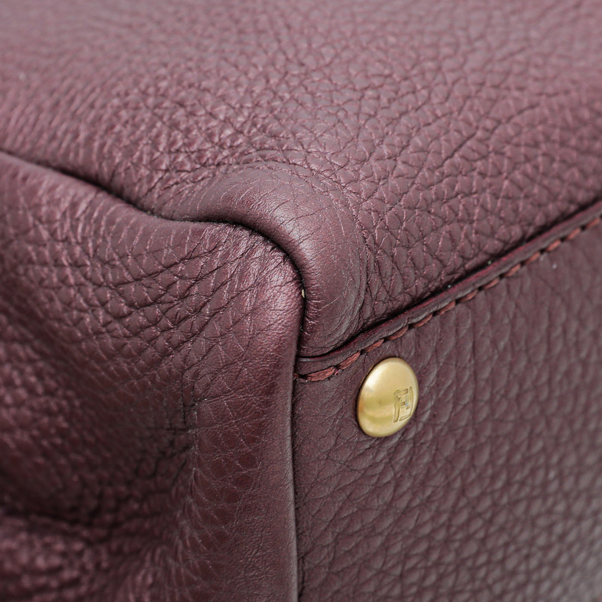 Fendi Metallic Burgundy Selleria Iconic Peekaboo Regular Bag