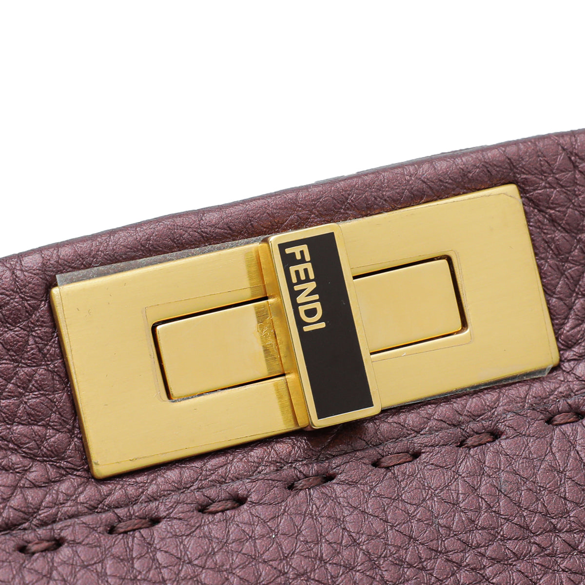 Fendi Metallic Burgundy Selleria Iconic Peekaboo Regular Bag