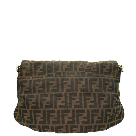 Fendi Tobacco Zucca Mia Flap Shoulder Bag