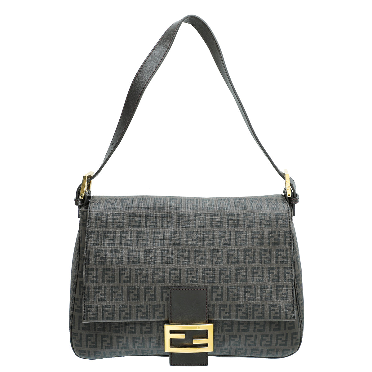 Fendi Chocolate Brown Zucchino Spalmati Mama Baguette Bag