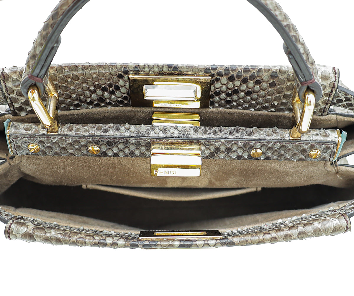 Fendi Asphalt Grey Python Peekaboo Mini Bag