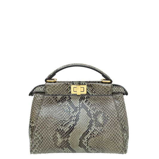 Fendi Asphalt Grey Python Peekaboo Mini Bag