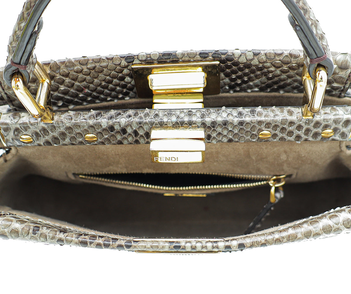 Fendi Asphalt Grey Python Peekaboo Mini Bag