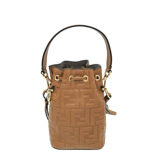 Fendi Brown Zucca Embossed Mon Tresor Mini Bag