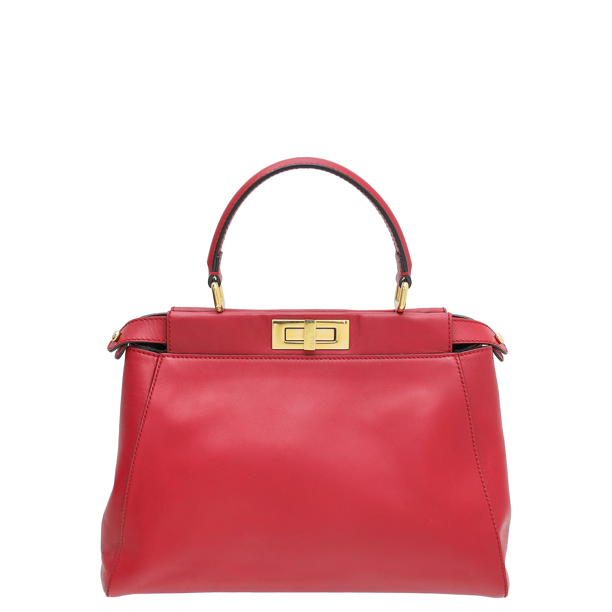 Fendi Red Iconic Peekaboo Regular Bag W /Pequin Lining