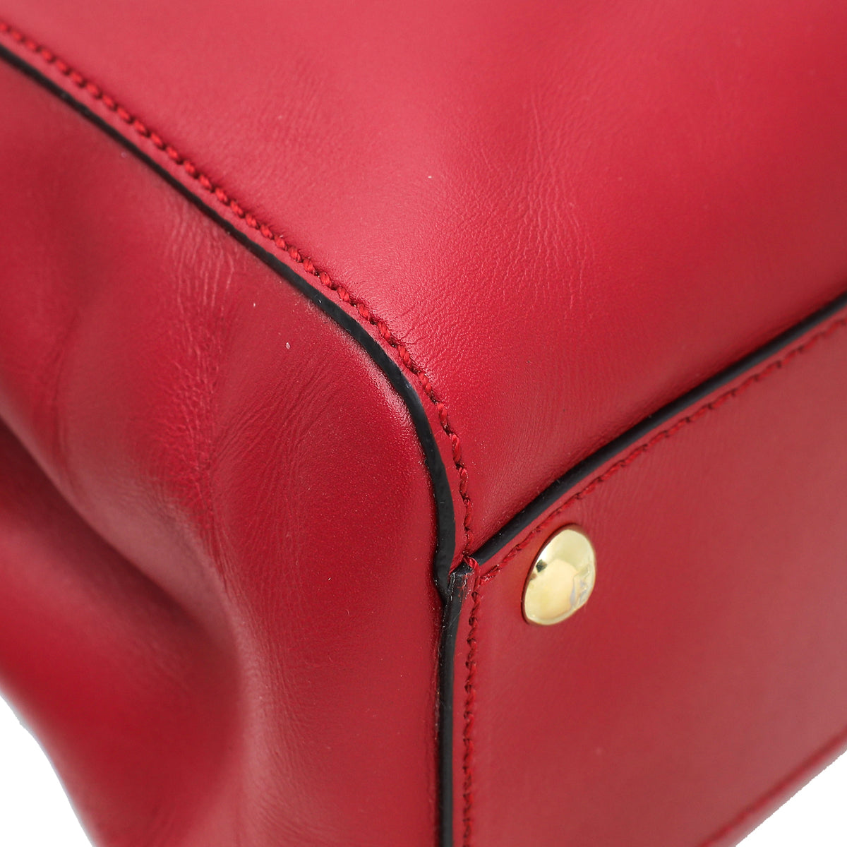 Fendi Red Iconic Peekaboo Regular Bag W /Pequin Lining