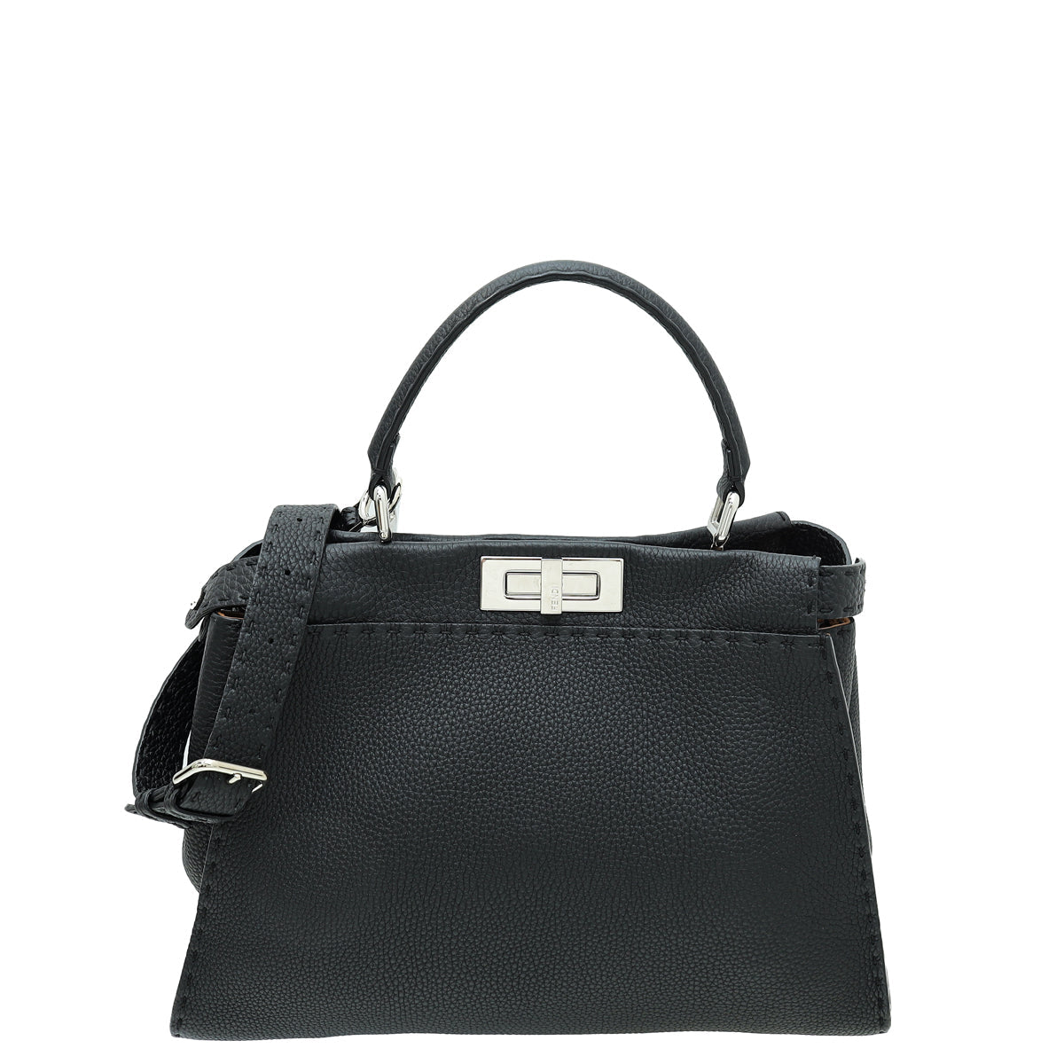 Fendi Black Selleria Peekaboo Regular Bag