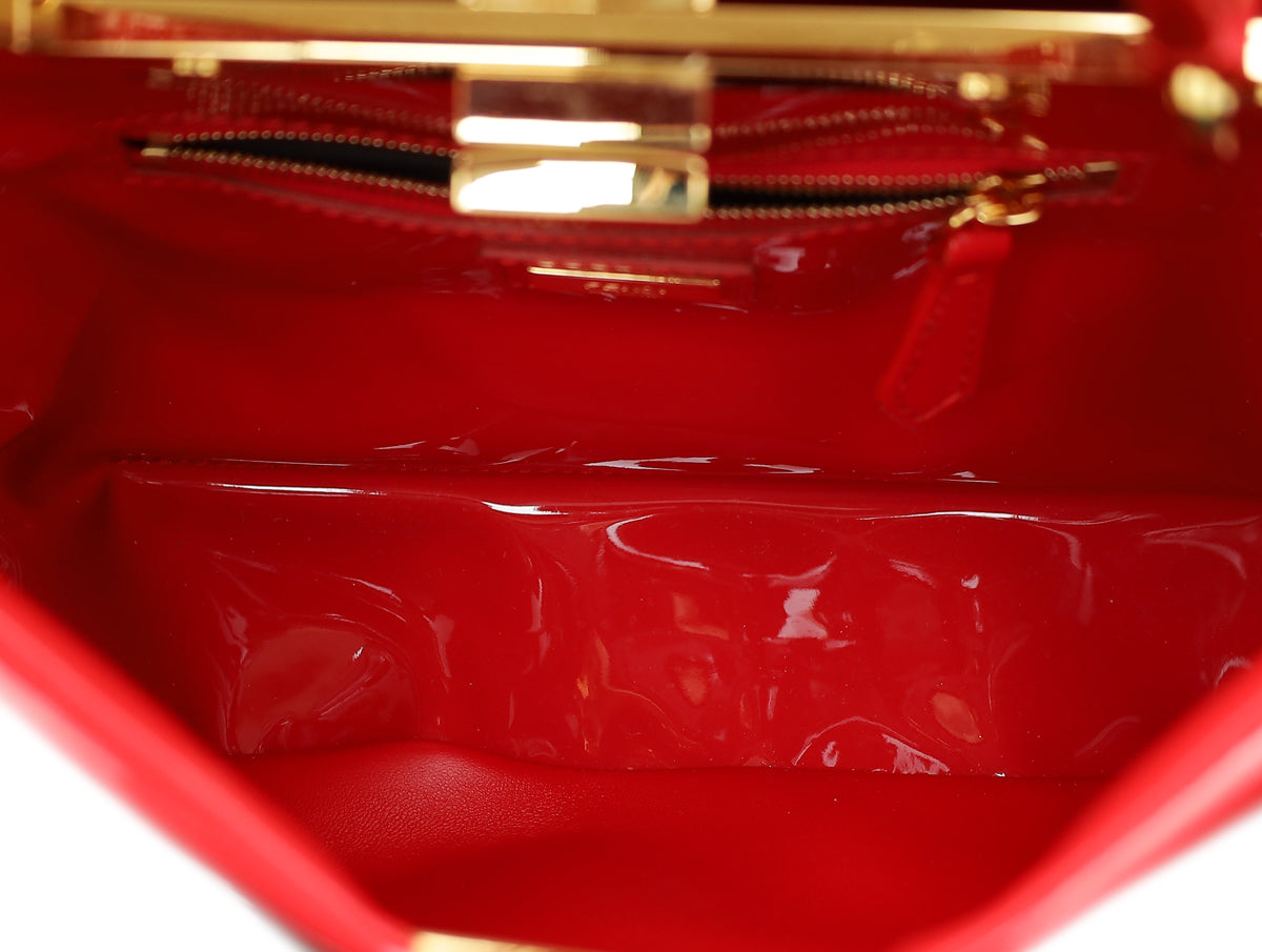 Fendi Red Peekaboo Vernis Mini Bag