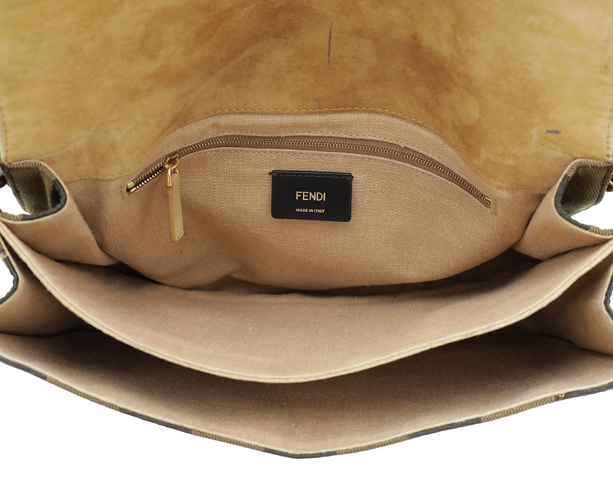 Fendi Tobacco Pequin Claudia Large Bag