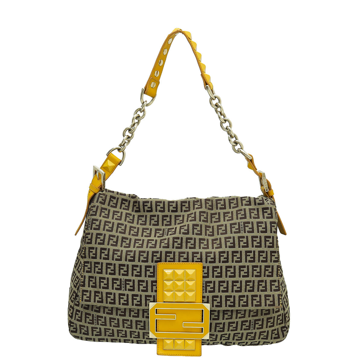 Fendi Zucchino Studded Forever Mama Baguette Bag