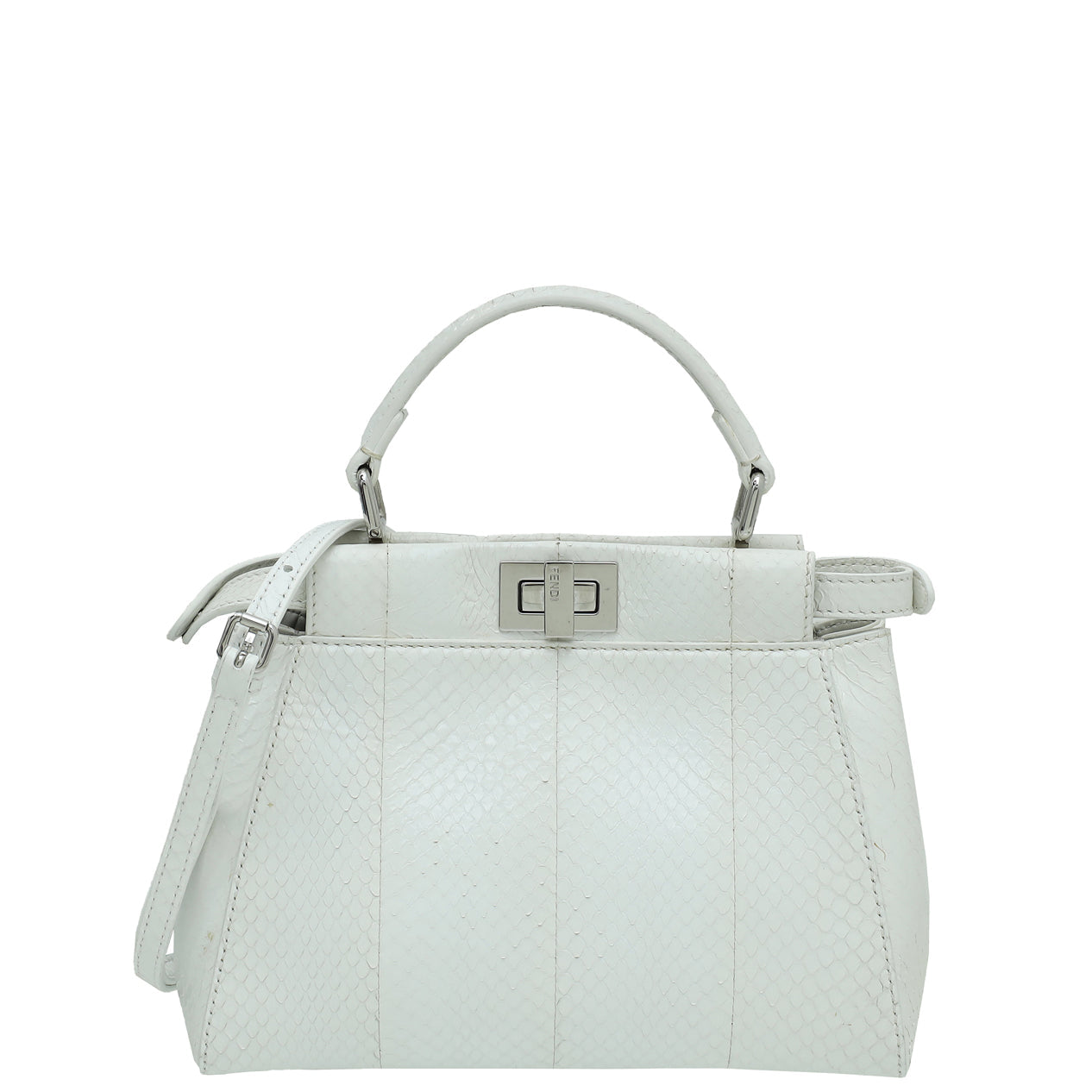 Fendi White Python Mini Peekaboo Bag