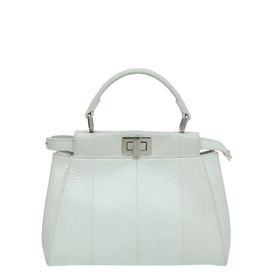 Fendi White Python Mini Peekaboo Bag