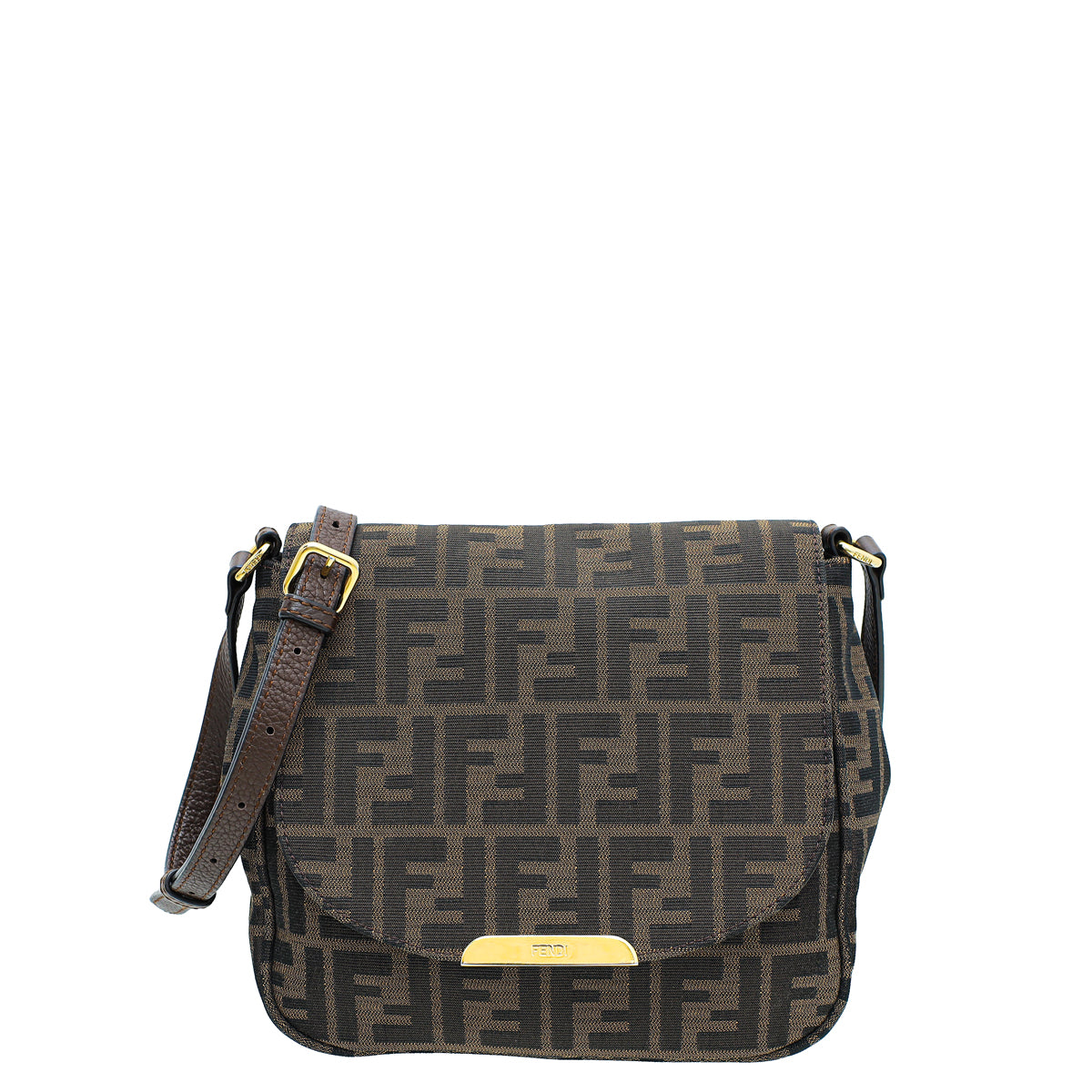 Fendi Tobacco Zucca Crossbody Flap Bag