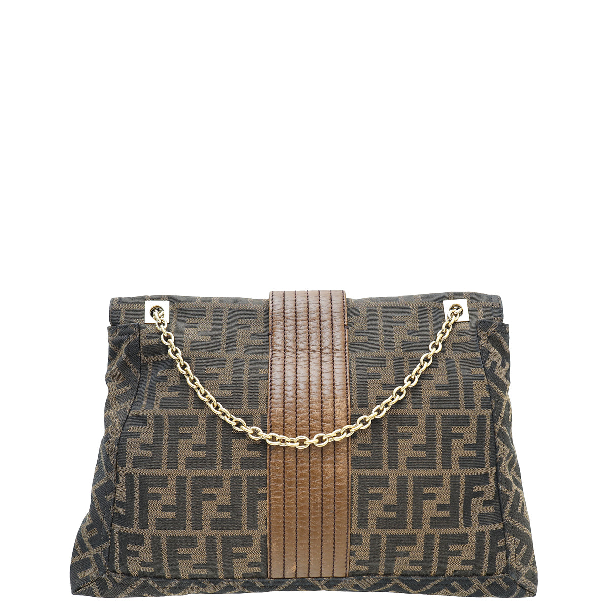 Fendi Tobacco Zucca Baguette Maxi Flap Shoulder Bag