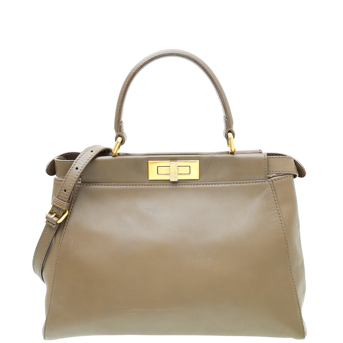 Fendi Brown Iconic Peekaboo Regular Bag W/ Snakeskin Lining