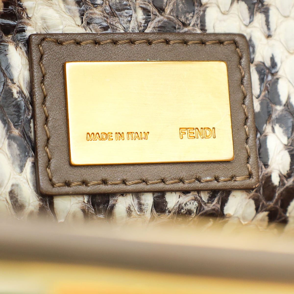 Fendi Brown Iconic Peekaboo Regular Bag W/ Snakeskin Lining