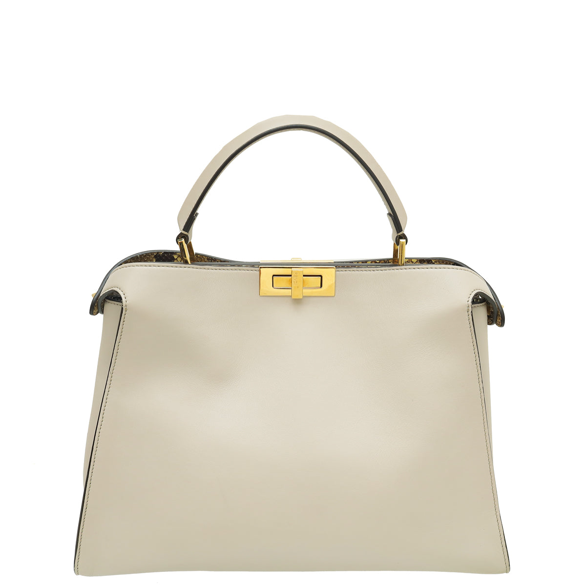 Fendi Light Etoupe Peekaboo Iconic Essentially Satchel Large Bag