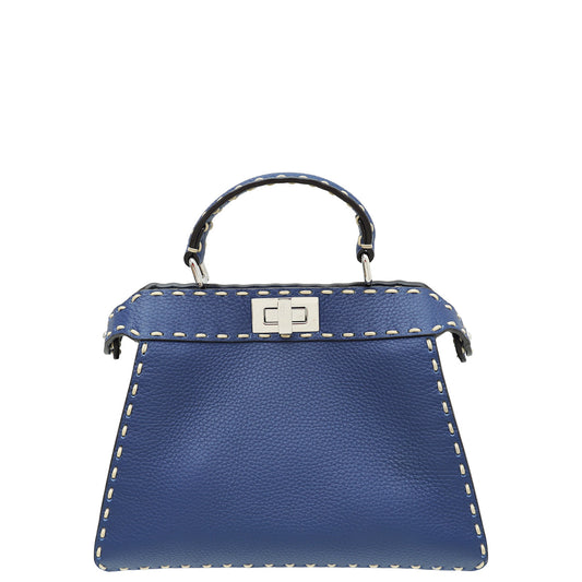 Fendi Blue ISeeU Selleria Peekaboo Small Bag