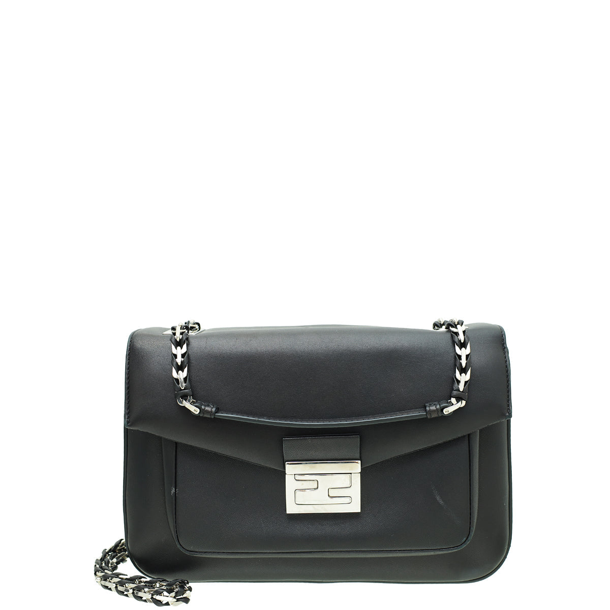 Fendi Black Be Baguette Flap Bag