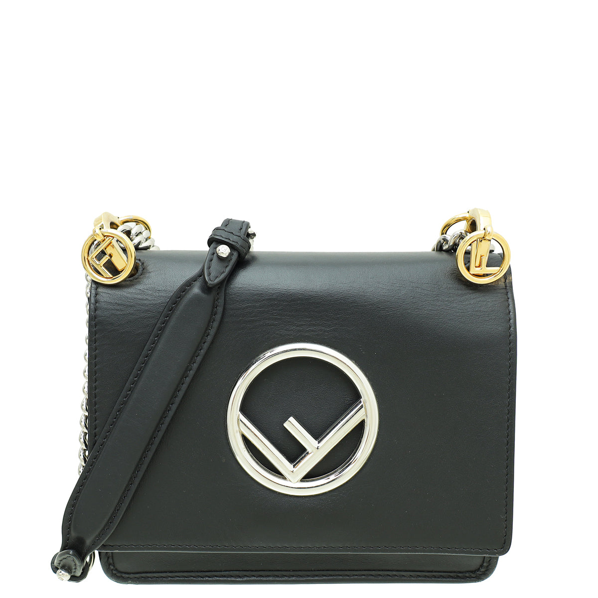 Fendi Black Kan I F Flap Bag