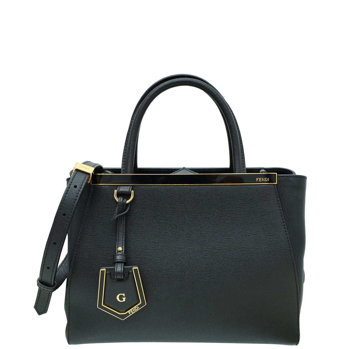 Fendi Black Petite 2 Jours Bag W/ G Initial