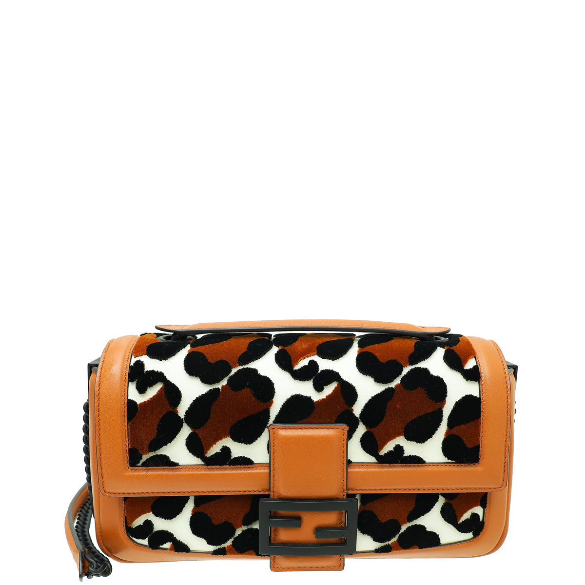 Fendi Bicolor Velvet Soft Nappa Cow Print Baguette Chain