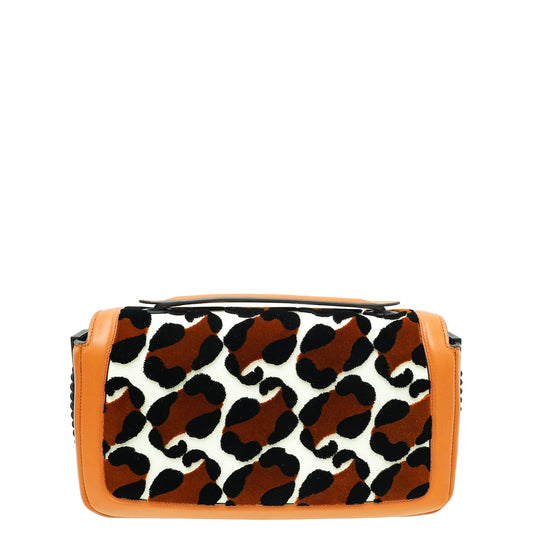 Fendi Bicolor Velvet Soft Nappa Cow Print Baguette Chain