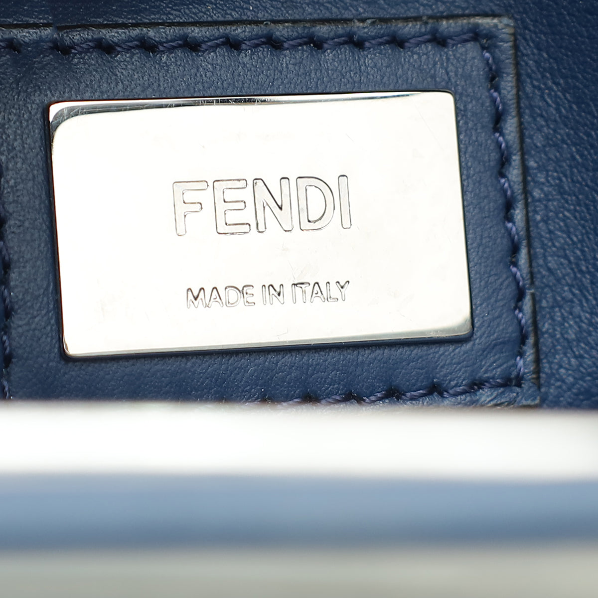 Fendi Navy Blue Whipstitch Peekaboo Regular Bag