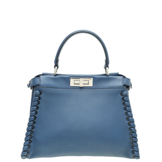 Fendi Navy Blue Whipstitch Peekaboo Regular Bag