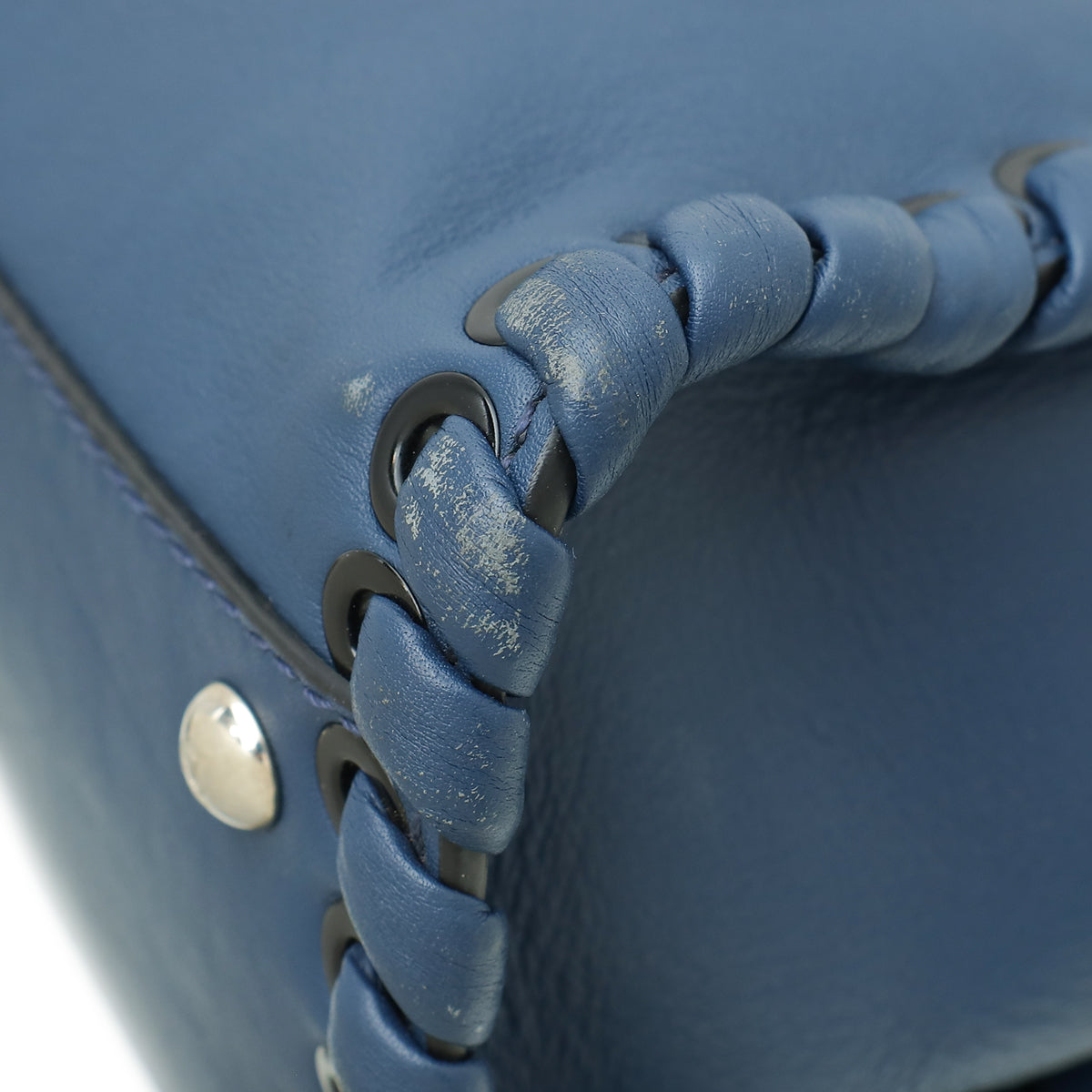 Fendi Navy Blue Whipstitch Peekaboo Regular Bag