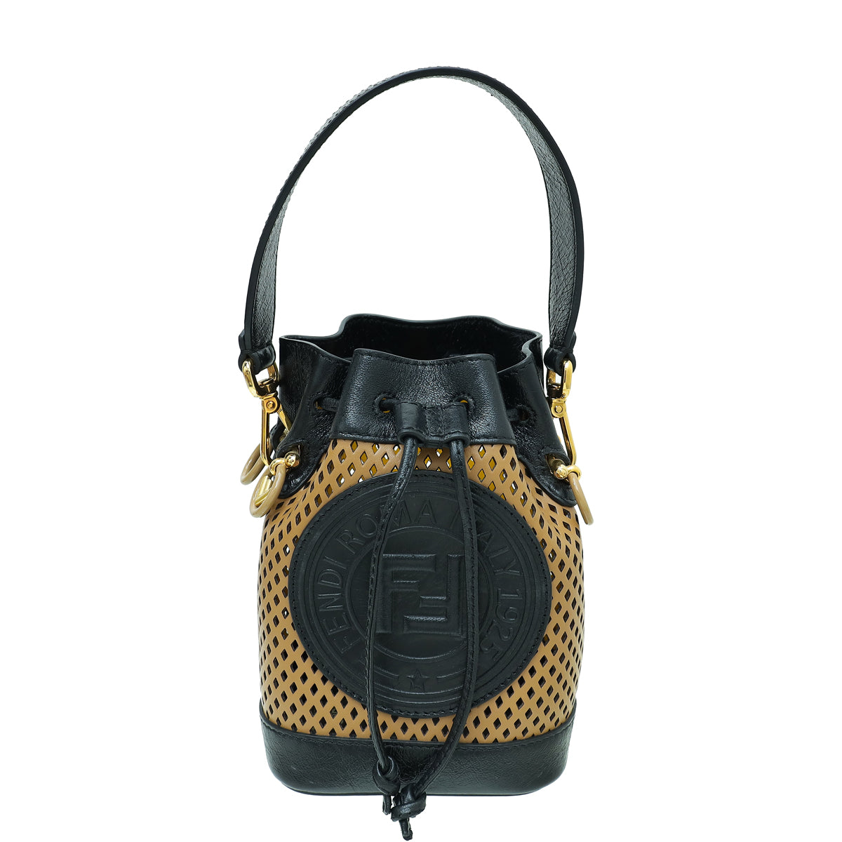 Fendi Bicolor Perforated Mini Mon Tresor Bucket Bag