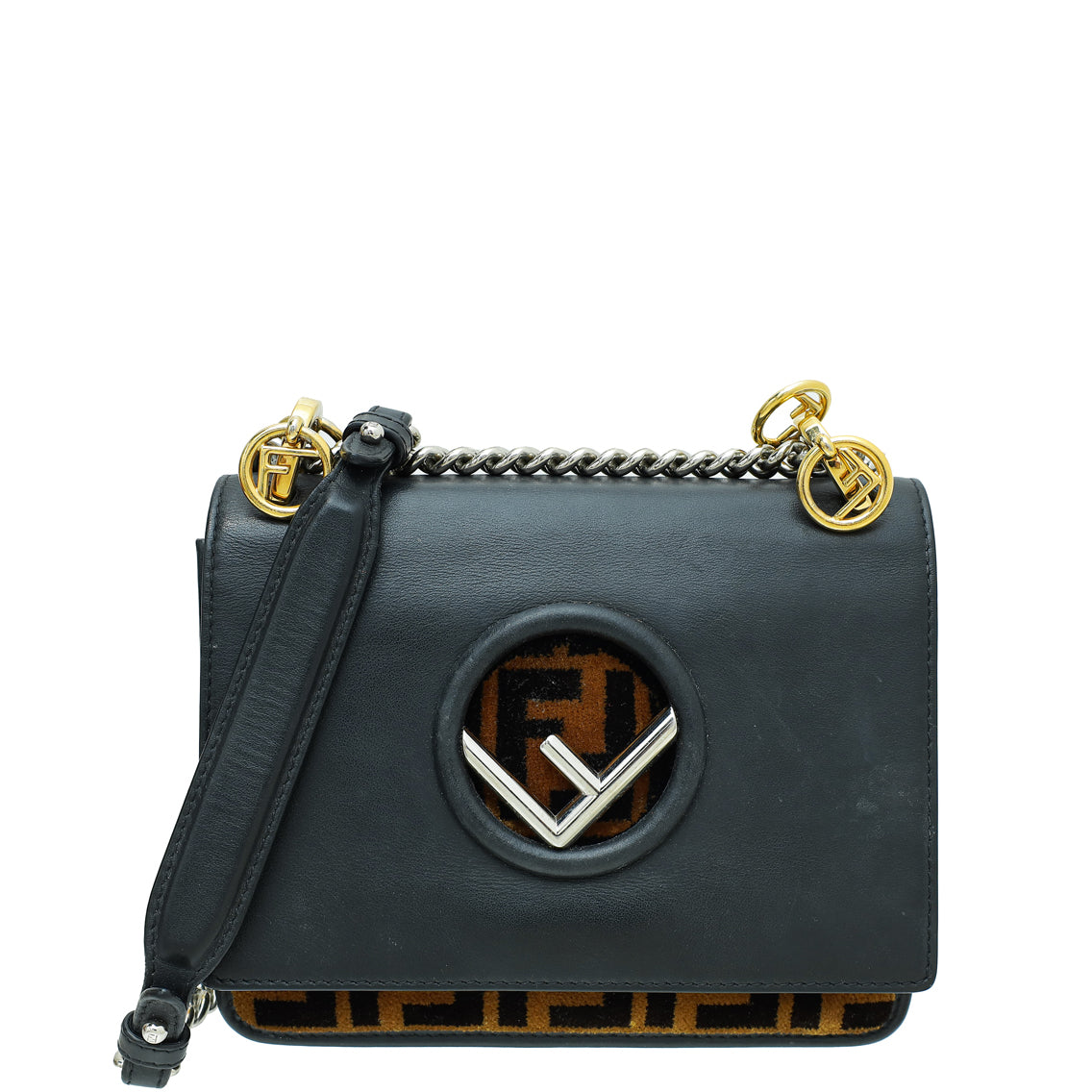 Fendi Bicolor Kan I Calfskin Velvet Small Bag