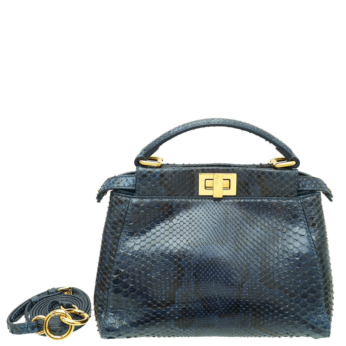 Fendi Navy Blue Python Peekaboo Mini Bag