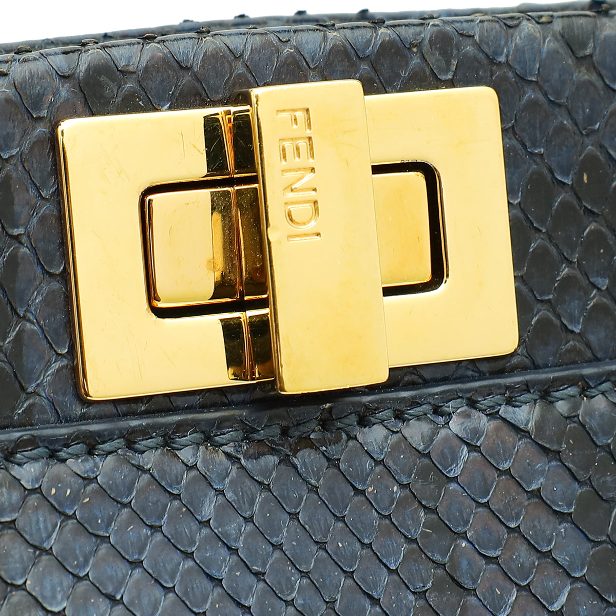 Fendi Navy Blue Python Peekaboo Mini Bag