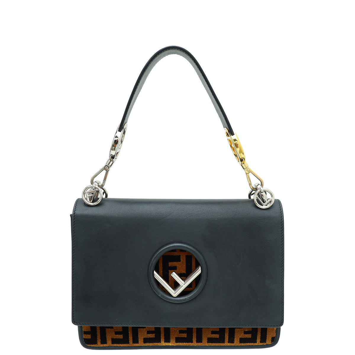 Fendi Bicolor Velvet Kan I F Flap Medium Bag