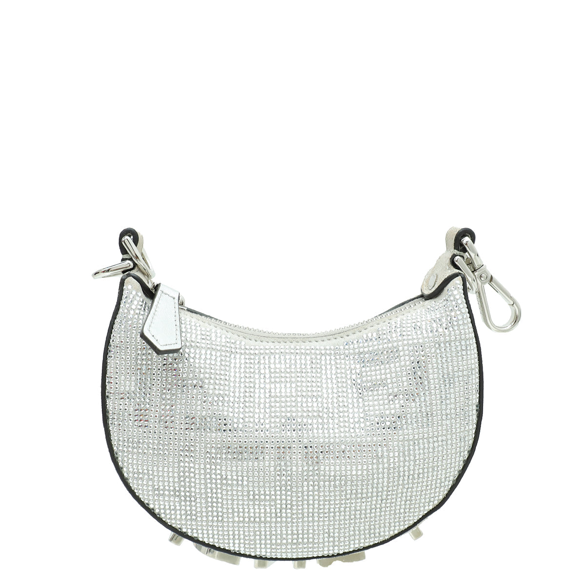 Fendi Silver Nano Fendigraphy Crystal Embellished Bag