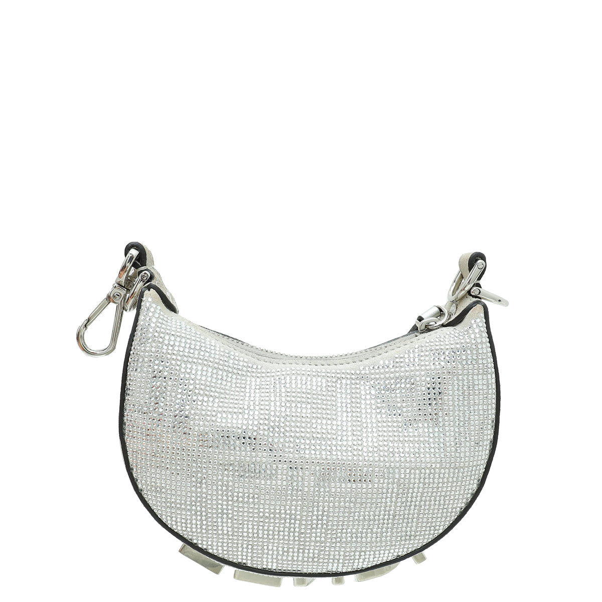 Fendi Silver Nano Fendigraphy Crystal Embellished Bag