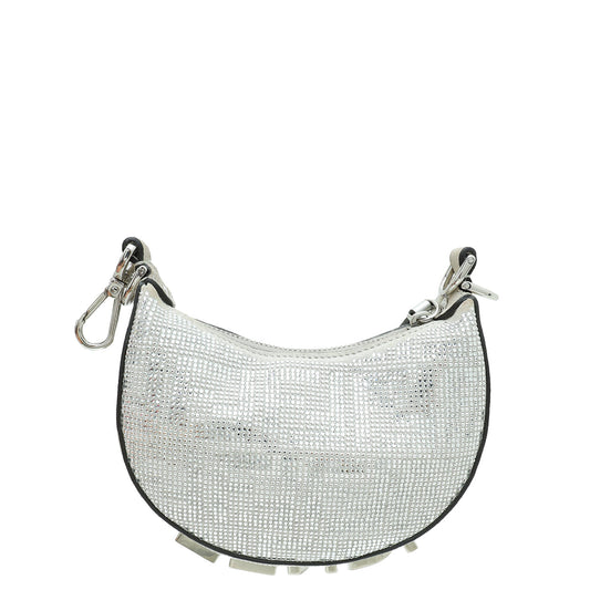 Fendi Silver Nano Fendigraphy Crystal Embellished Bag