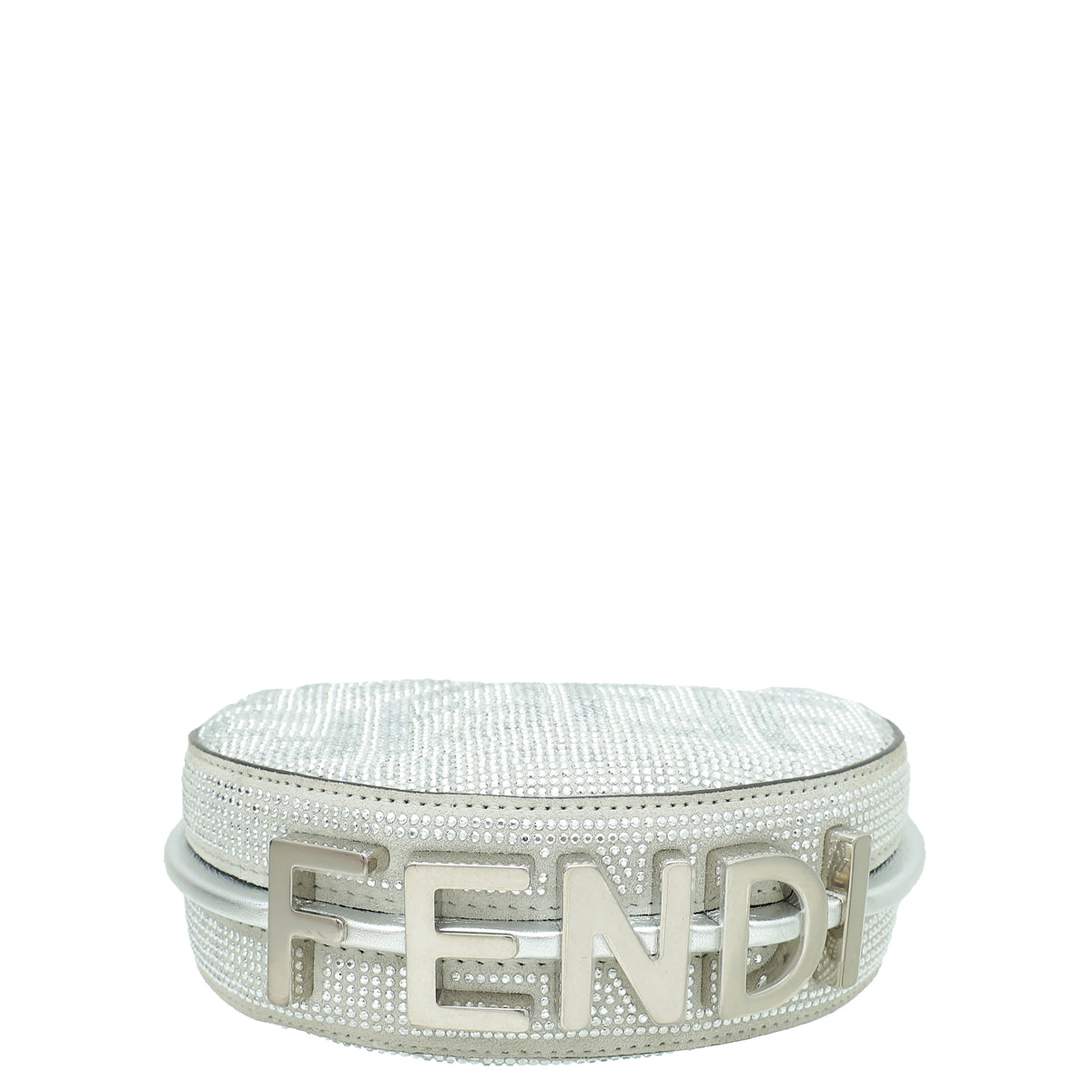 Fendi Silver Nano Fendigraphy Crystal Embellished Bag